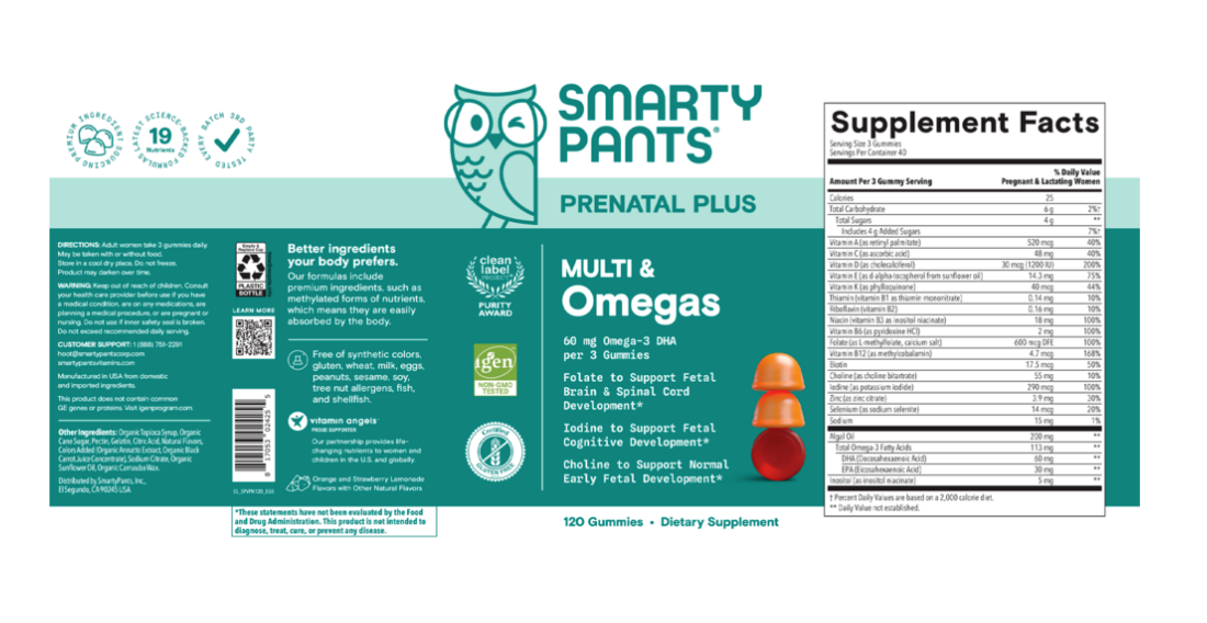 Smarty Pants Prenatal Gummies 120 count