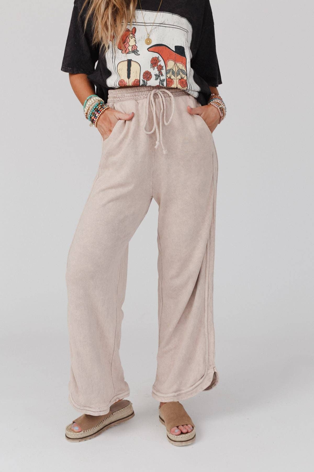 So Comfy Wide Leg Full Pant - Taupe