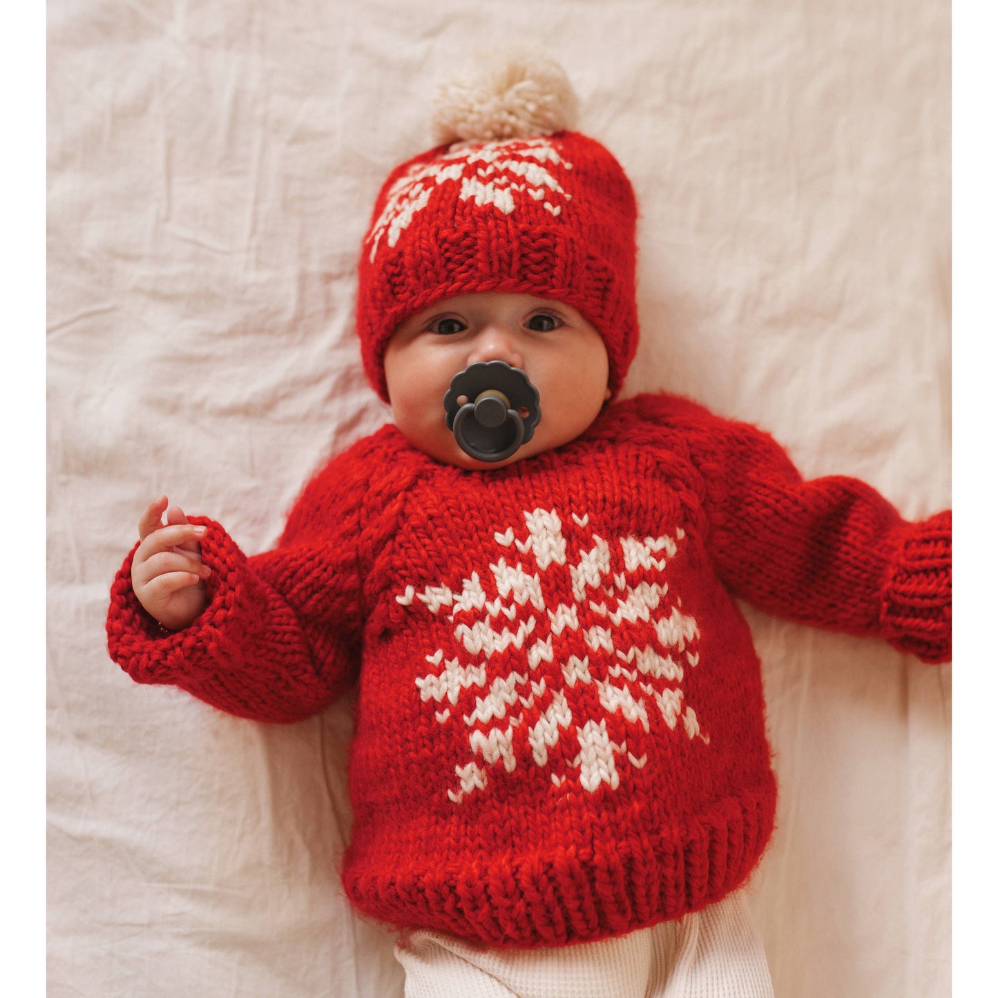 Snowflake Red Crew Neck Sweater