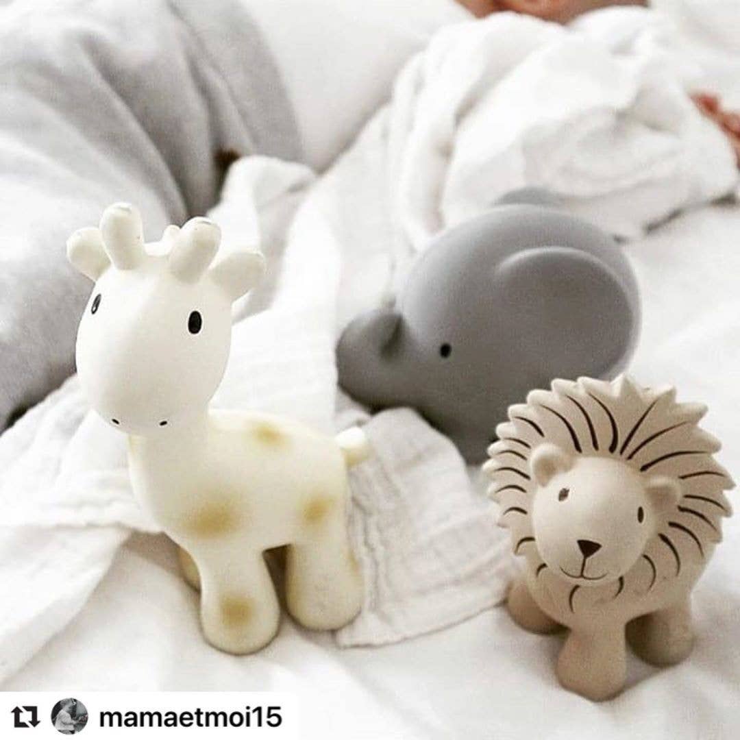 Tikiri Toys LLC - Elephant Natural Organic Rubber Teether, Rattle & Bath Toy