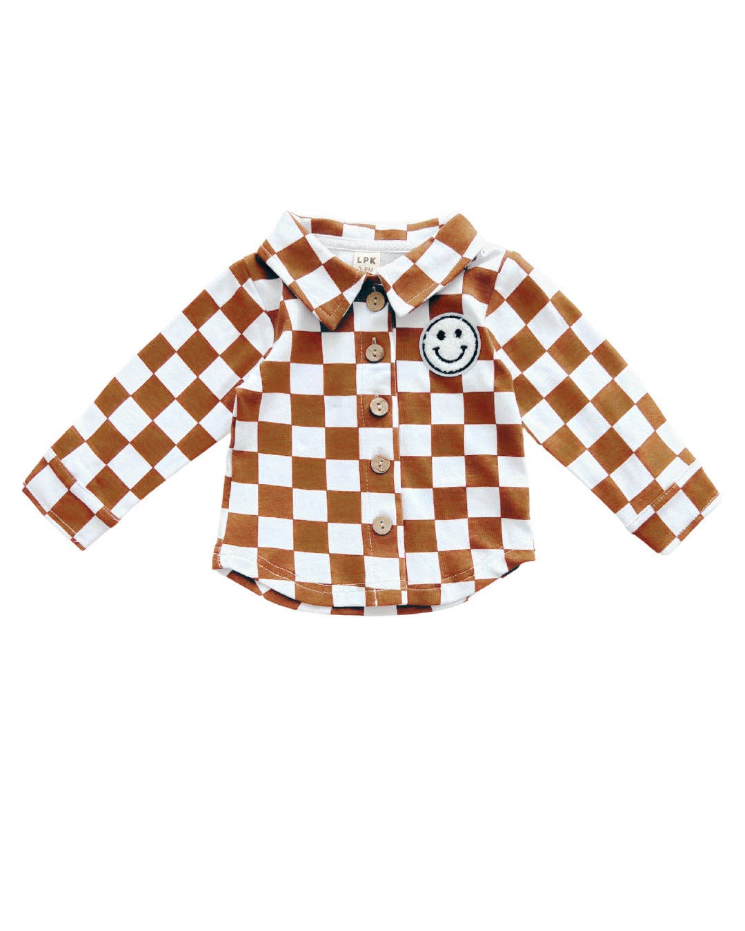 Baby Kids Cotton Fall Shacket | Smiley Checkered Copper