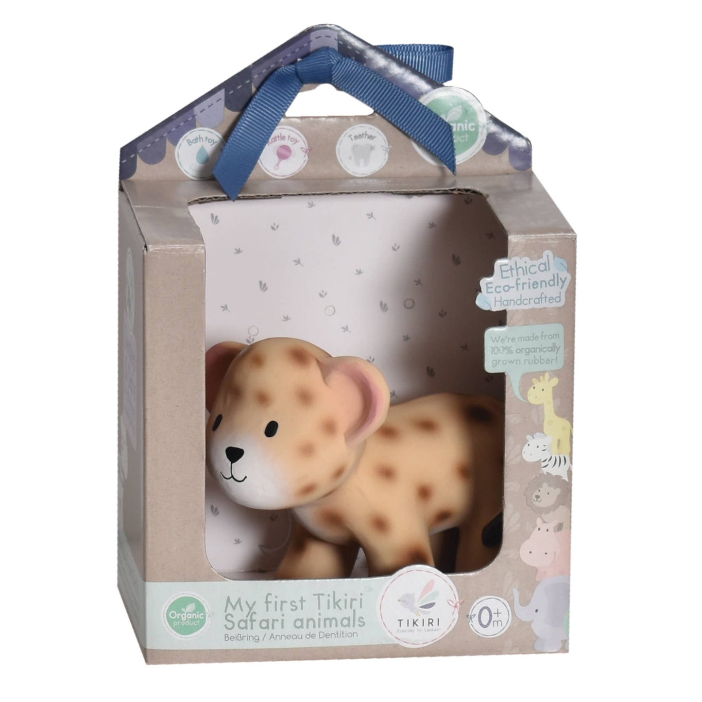 Tikiri Toys LLC - Leopard Natural  Rubber Teether Rattle & Bath Toy