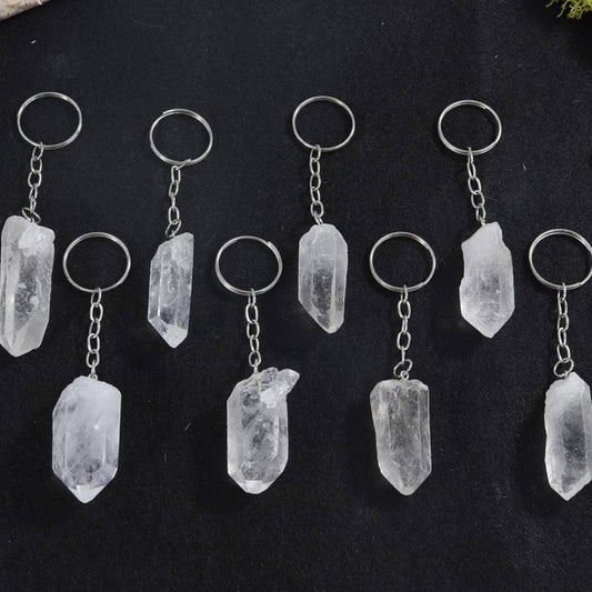 Clear Quartz Point Keychain | Gemstone Key Chains
