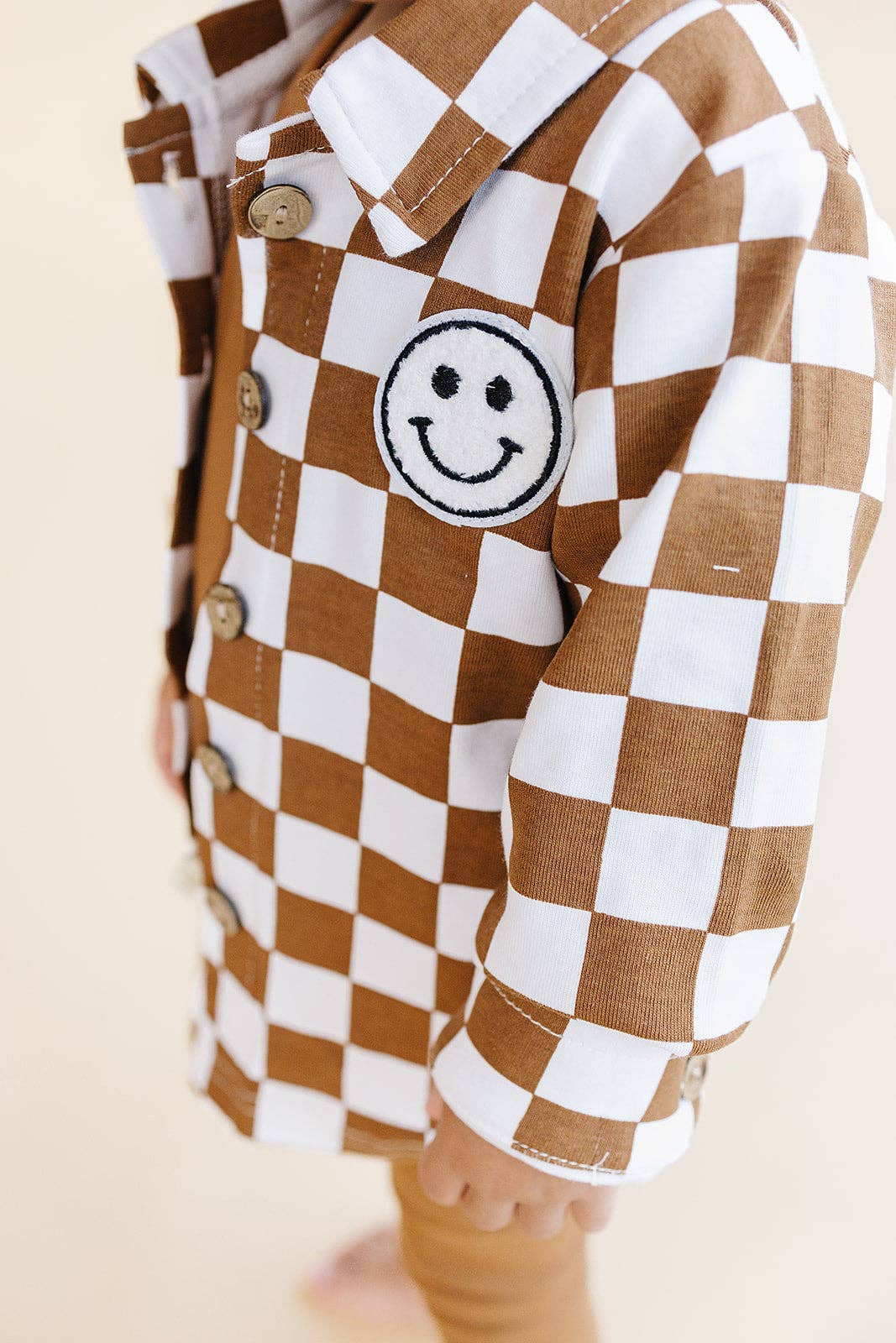 Baby Kids Cotton Fall Shacket | Smiley Checkered Copper