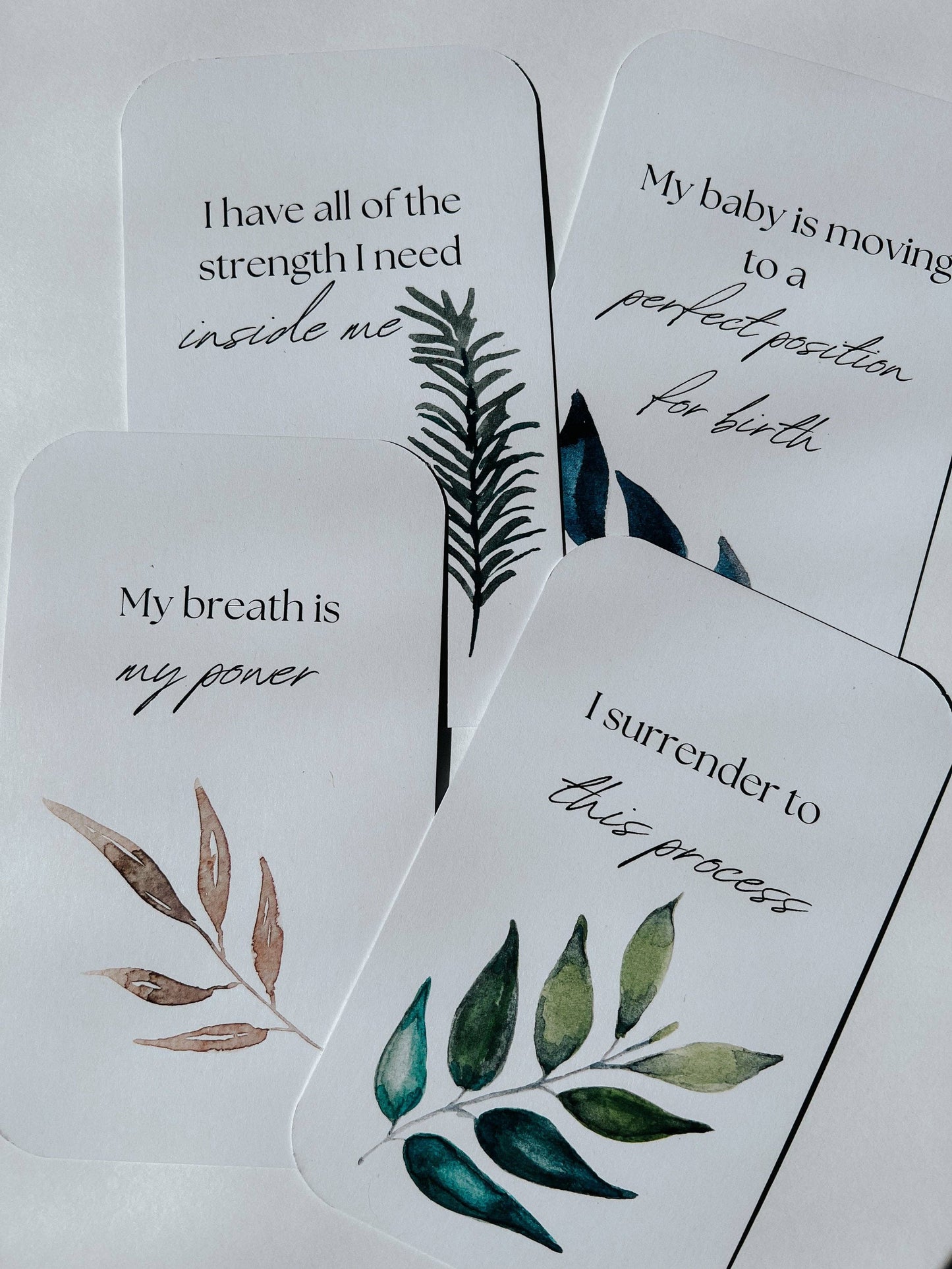 Botanical Affirmation Cards for Labor | 25 Cards