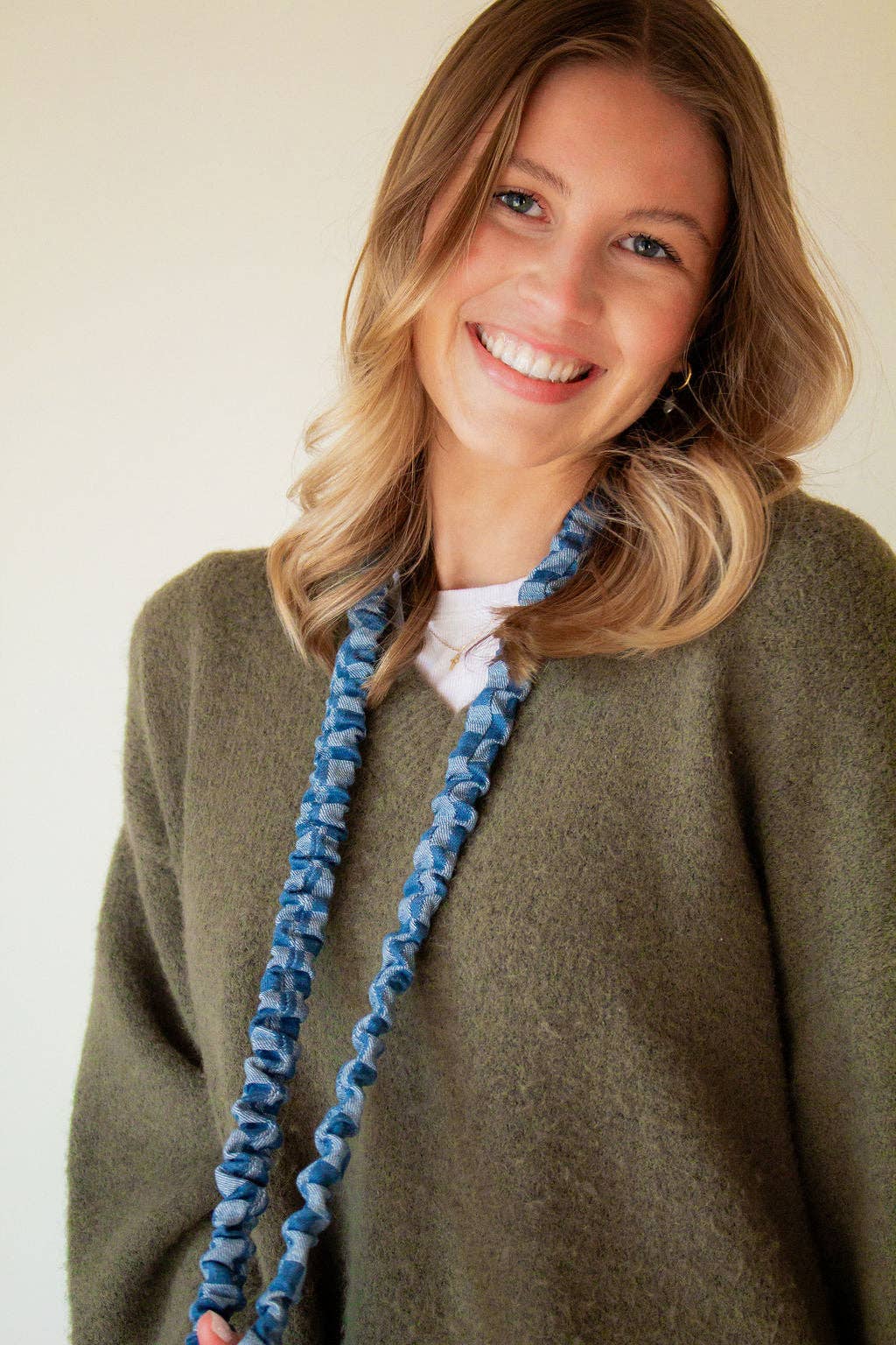 Denim Checked Lanyard