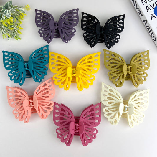 Double layer hollow butterfly hair clip frosted