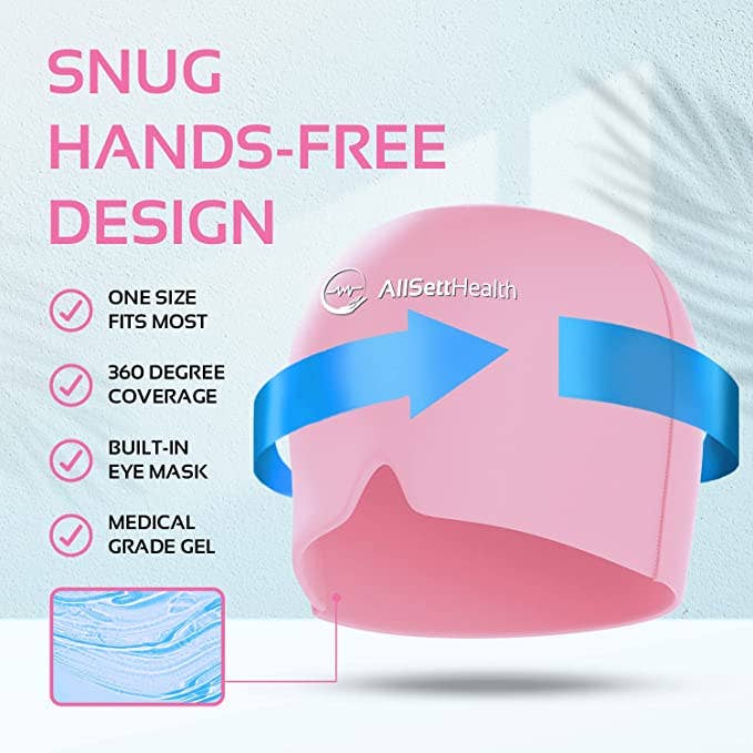 Migraine Relief Cap Ice Head Wrap Headache Hat, Pink
