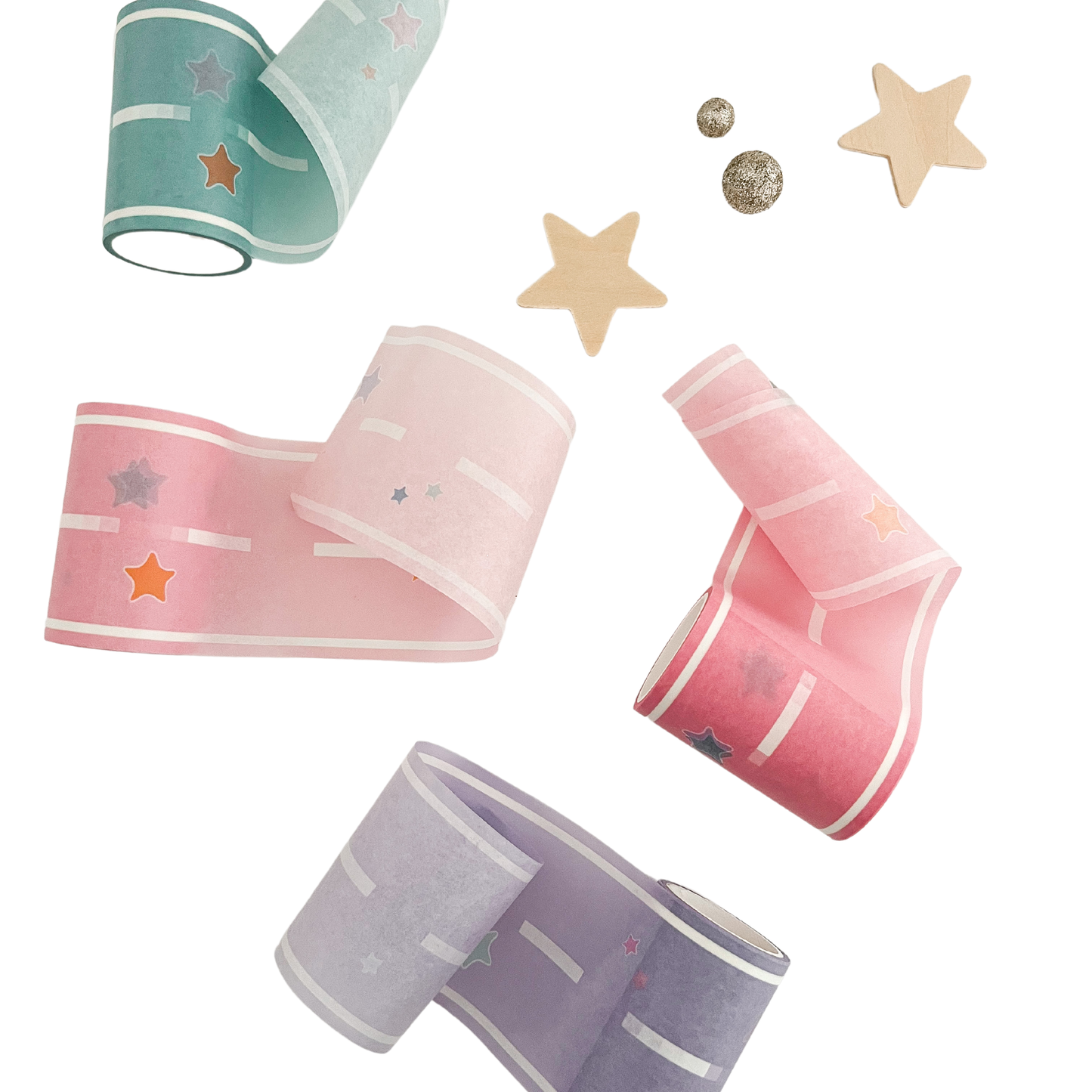 Pastel Road Tape Set -4 Rolls for Walls, Floors & Creativity