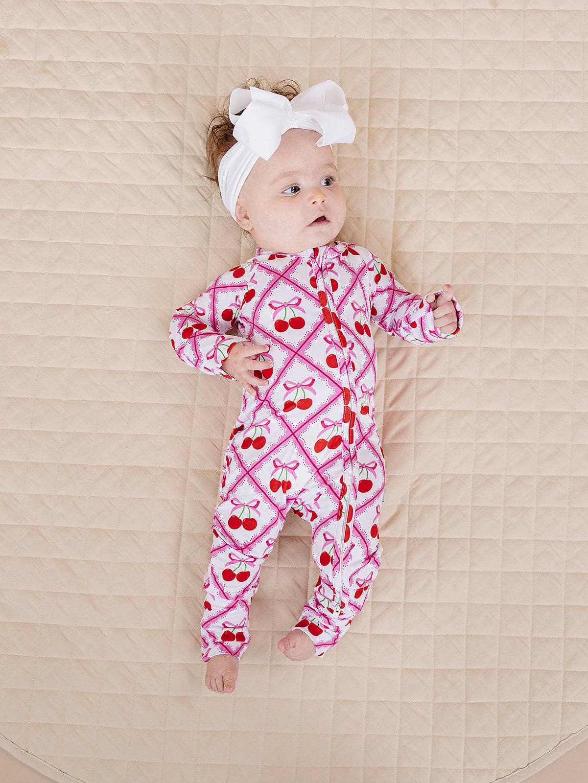 Bamboo Zip Romper | Cherry Bow