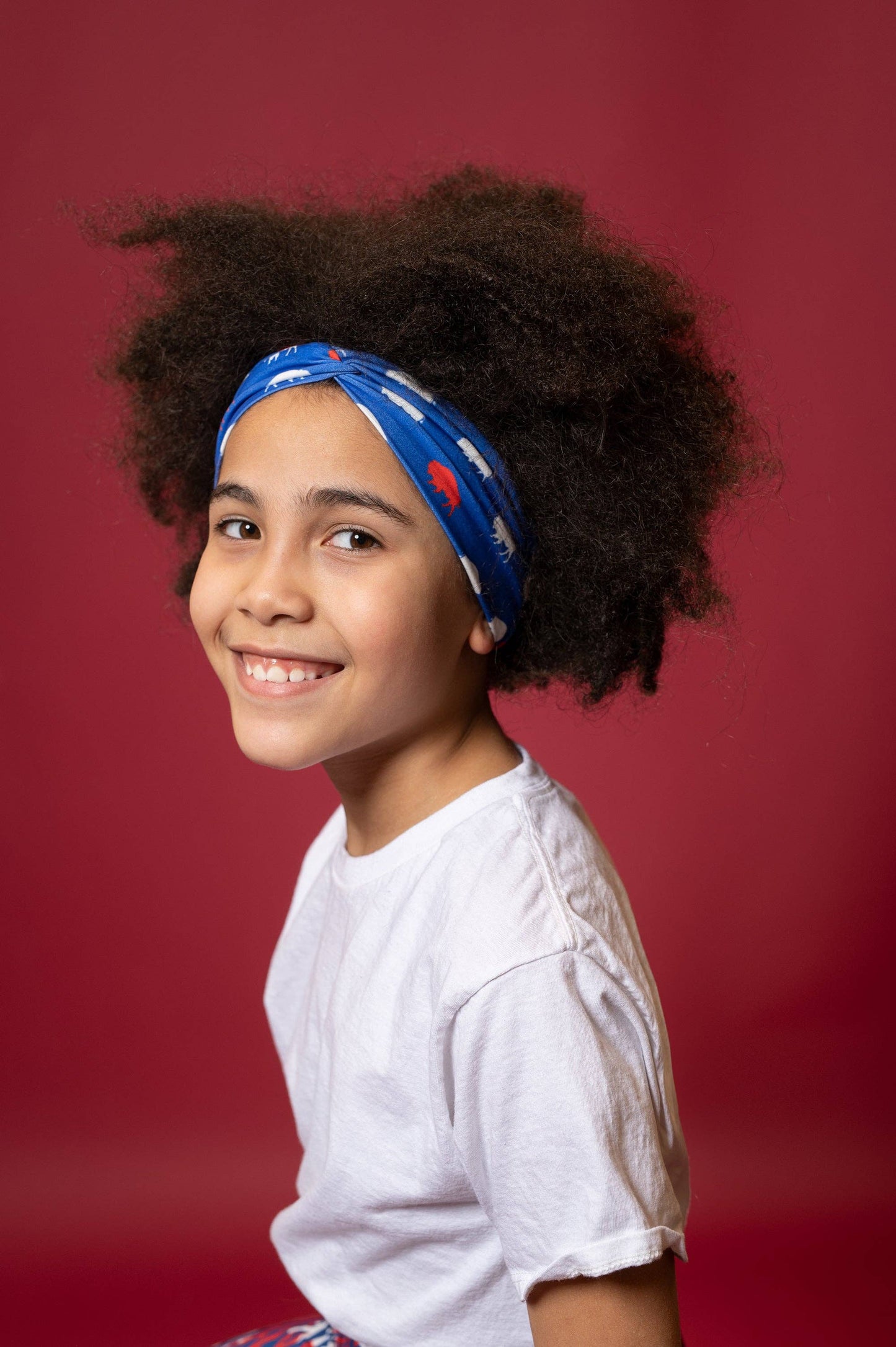 Red and Blue Buffalo Headband