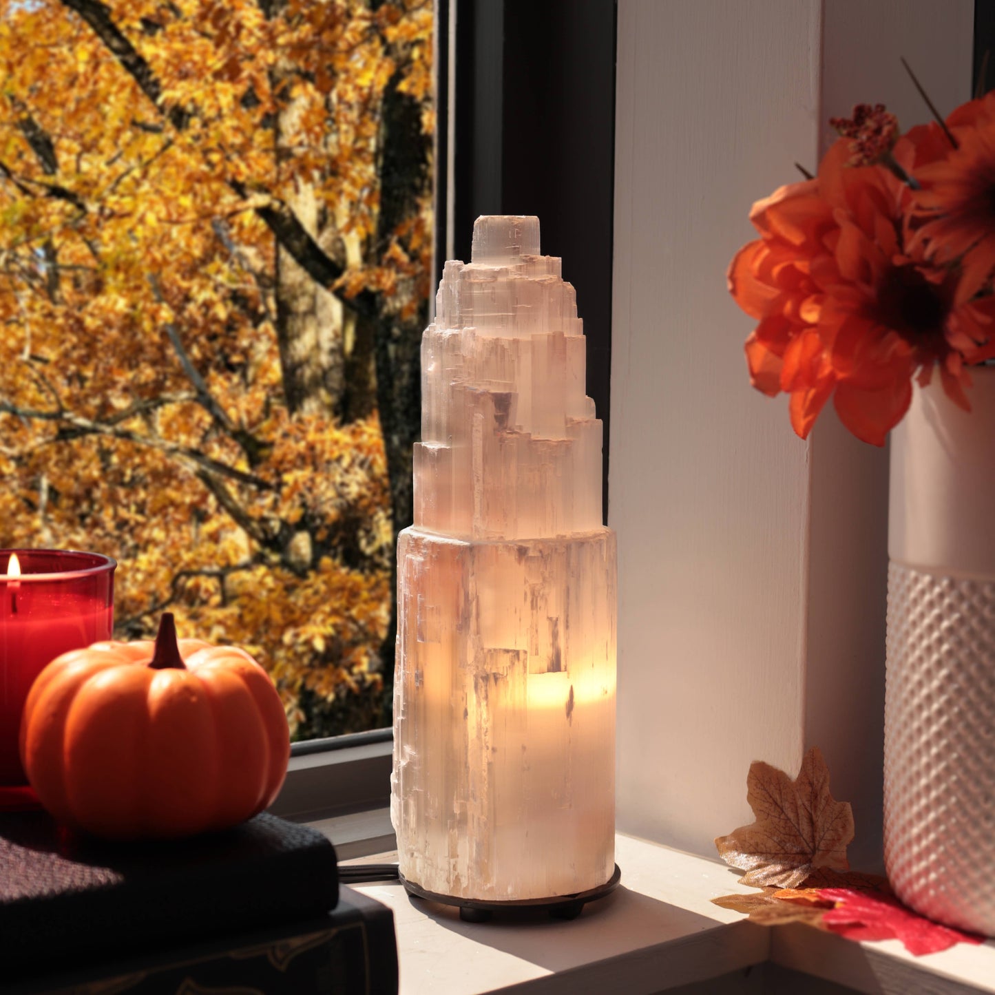 Selenite Crystal Lamp from Morocco - Choose Your Size