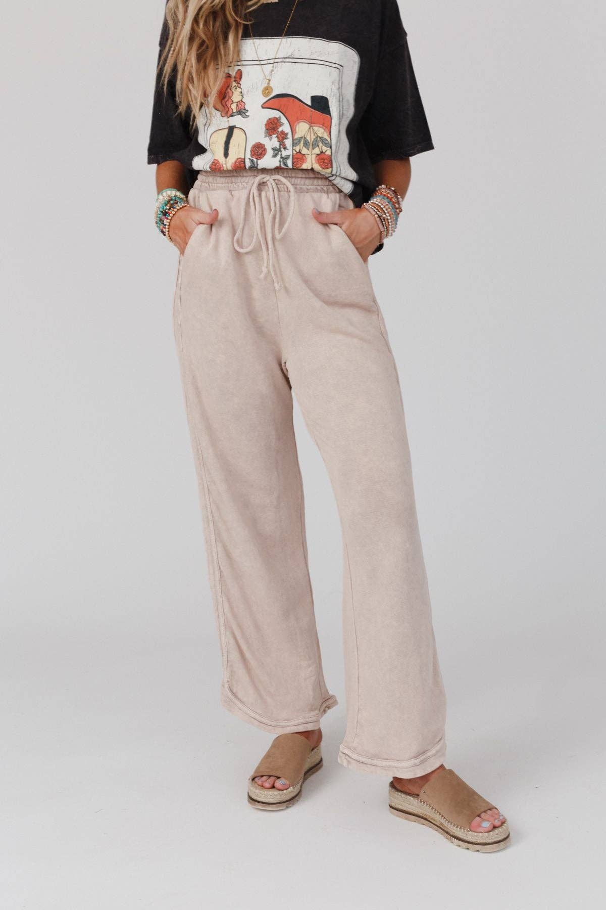 So Comfy Wide Leg Full Pant - Taupe