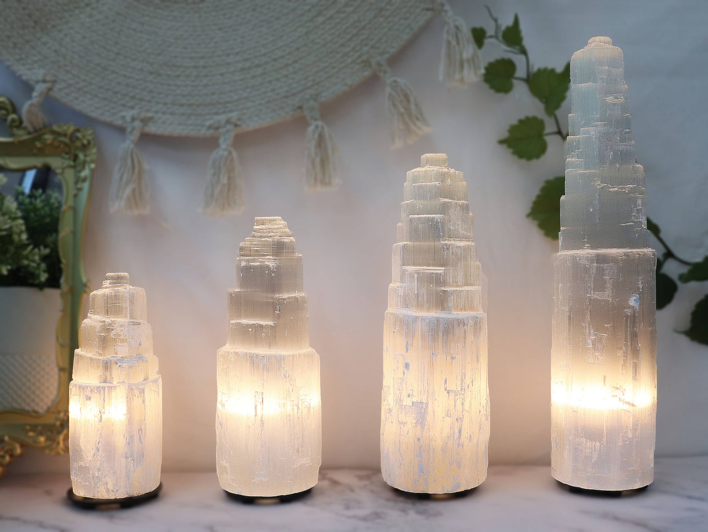 Selenite Crystal Lamp from Morocco - Choose Your Size