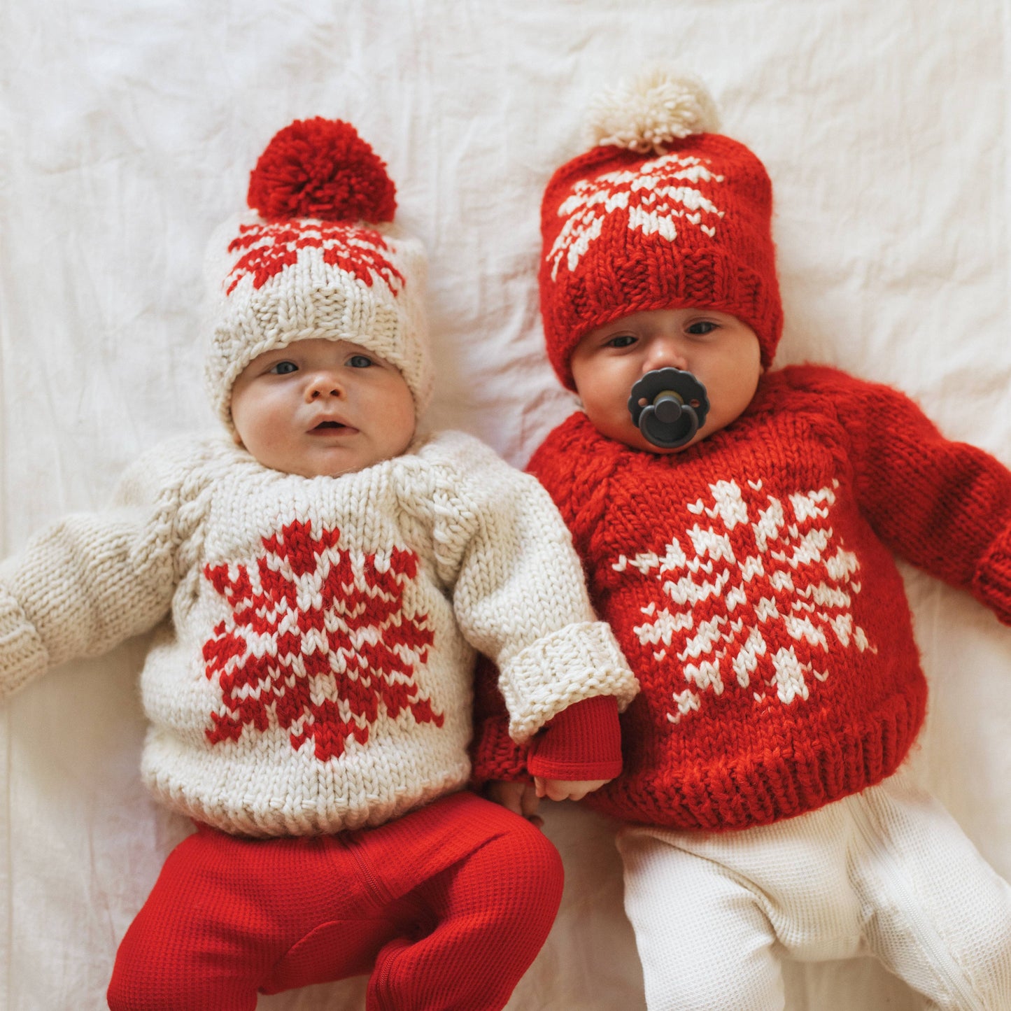 Snowflake Red Crew Neck Sweater