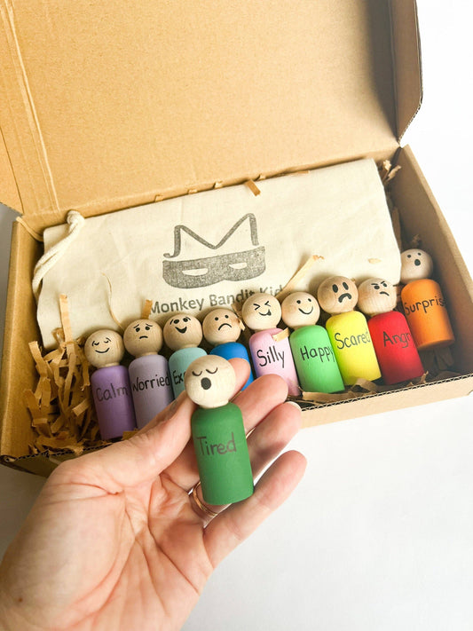 Wooden Emotion Peg Dolls – Set of 10 Feelings Friends