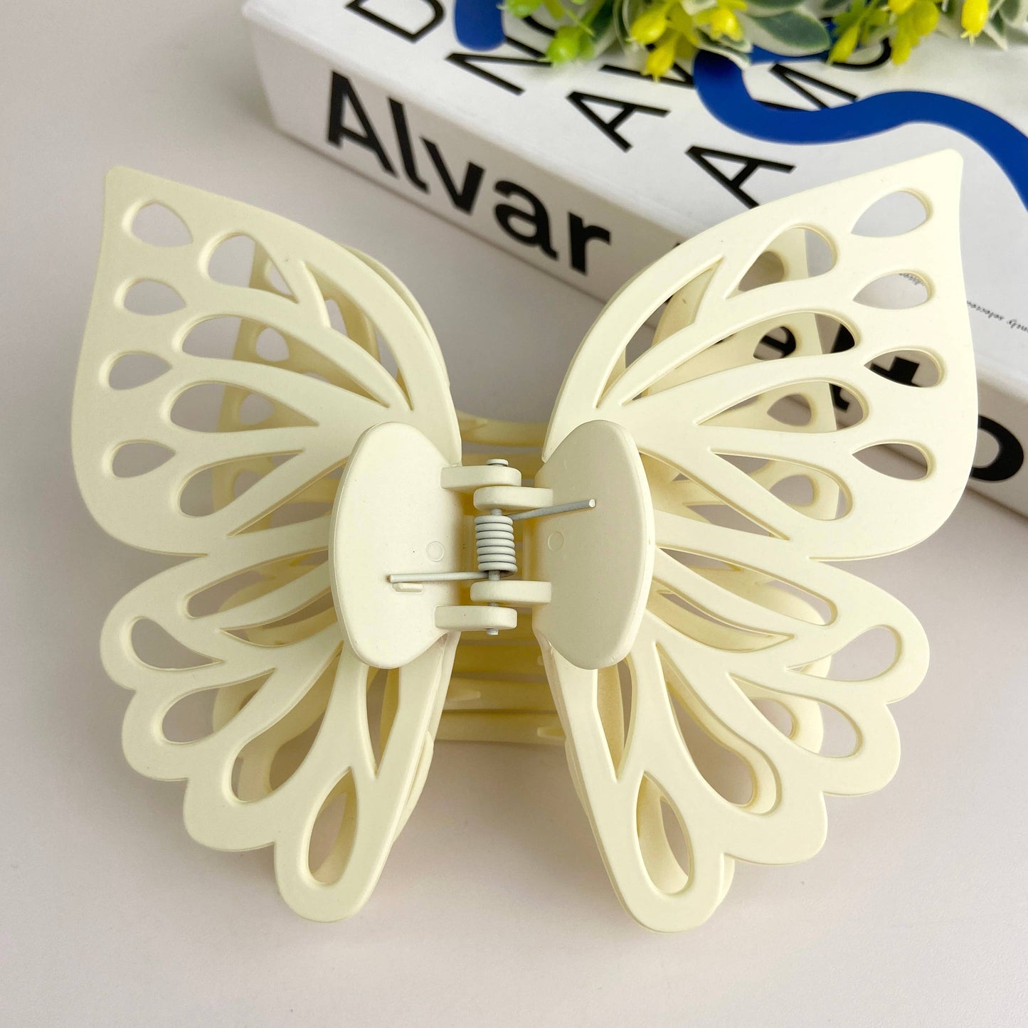 Double layer hollow butterfly hair clip frosted