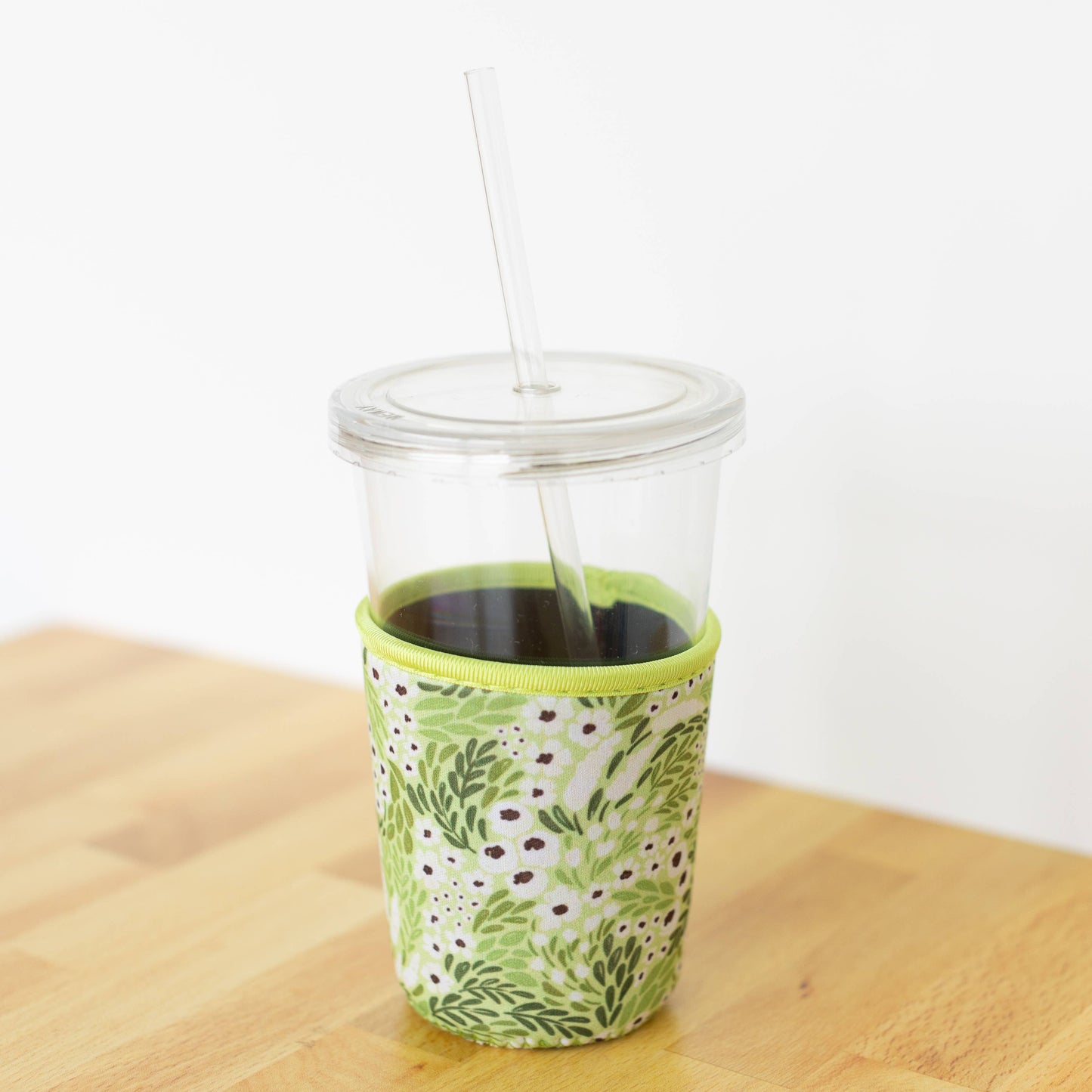 Matcha Floral Drink Sleeve, Iced Coffee Sleeve, Drink Cover