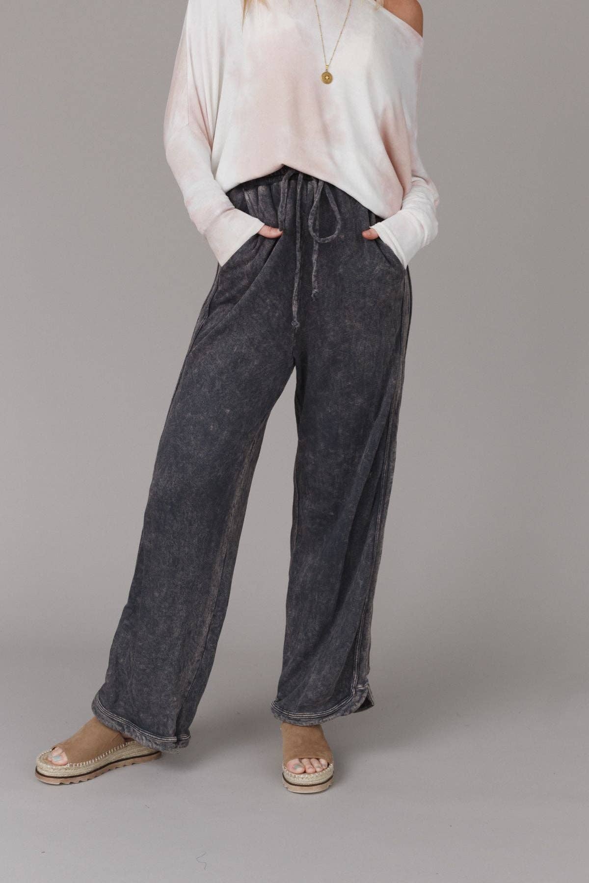 So Comfy Wide Leg Full Pant - Charcoal