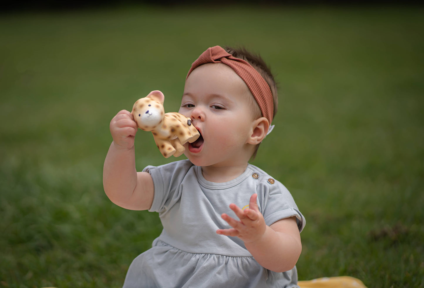 Tikiri Toys LLC - Leopard Natural  Rubber Teether Rattle & Bath Toy