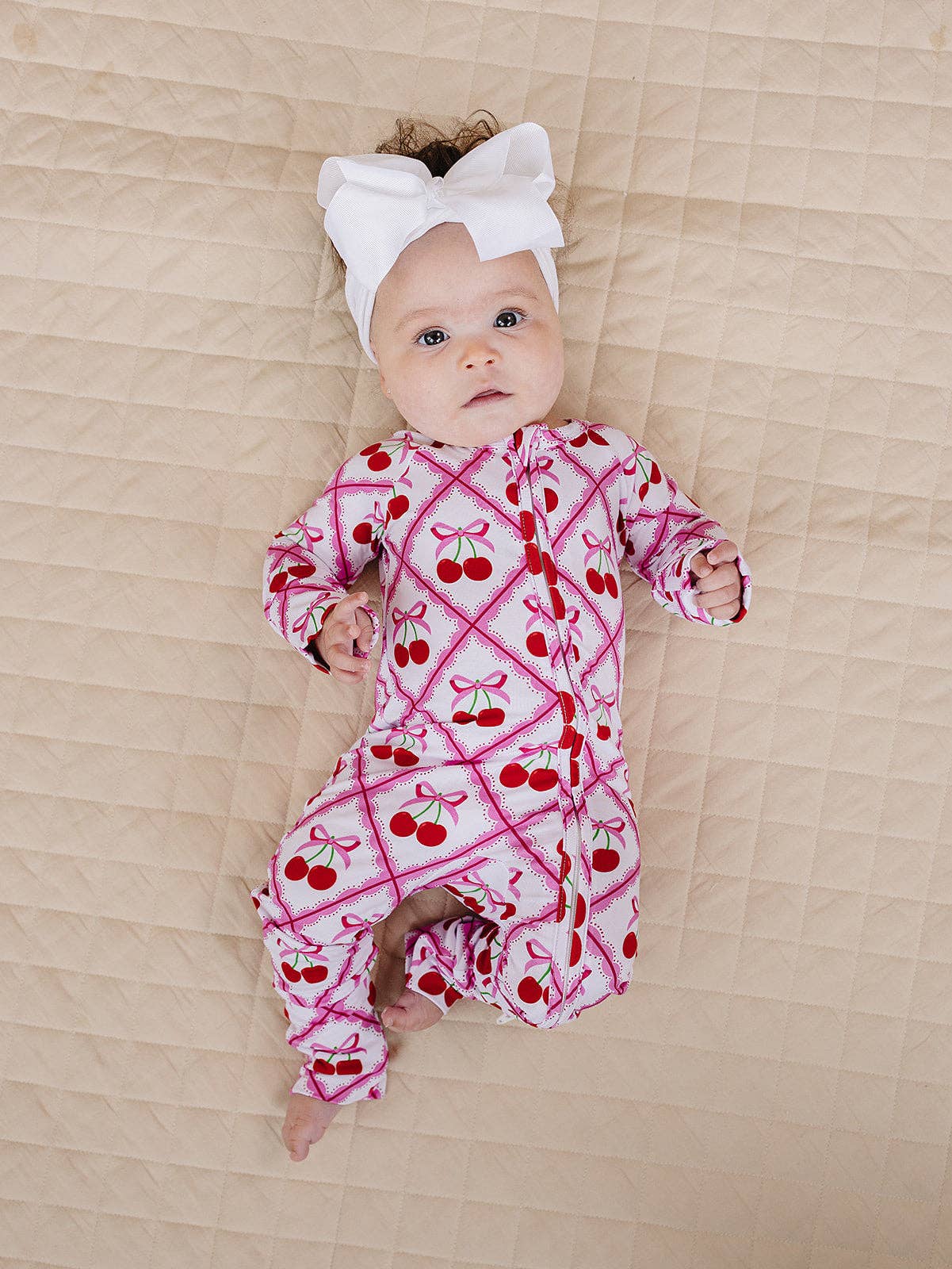 Bamboo Zip Romper | Cherry Bow