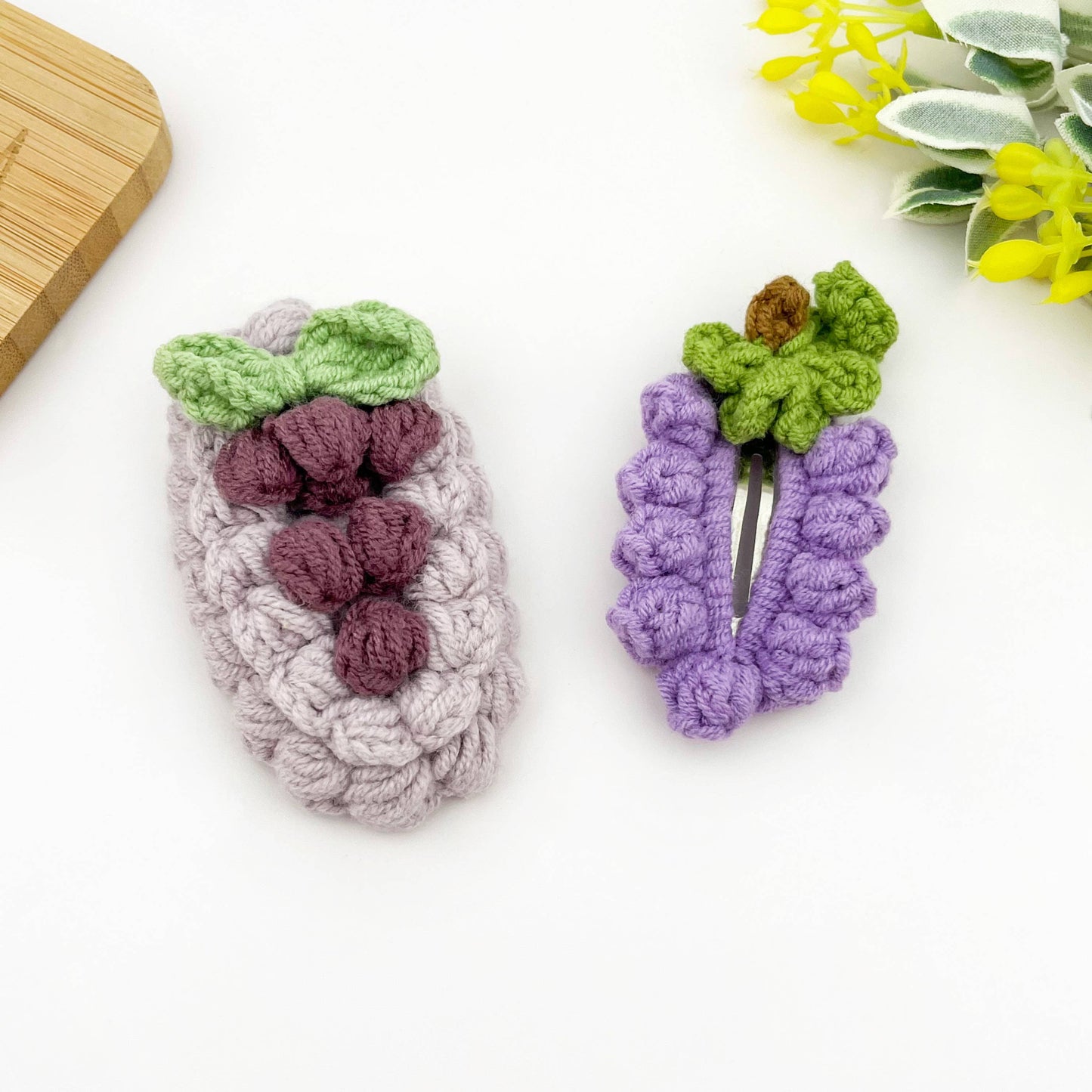 Handmade Crochet Fruit Hair Clips, Yarn Knitted Hair Barrett