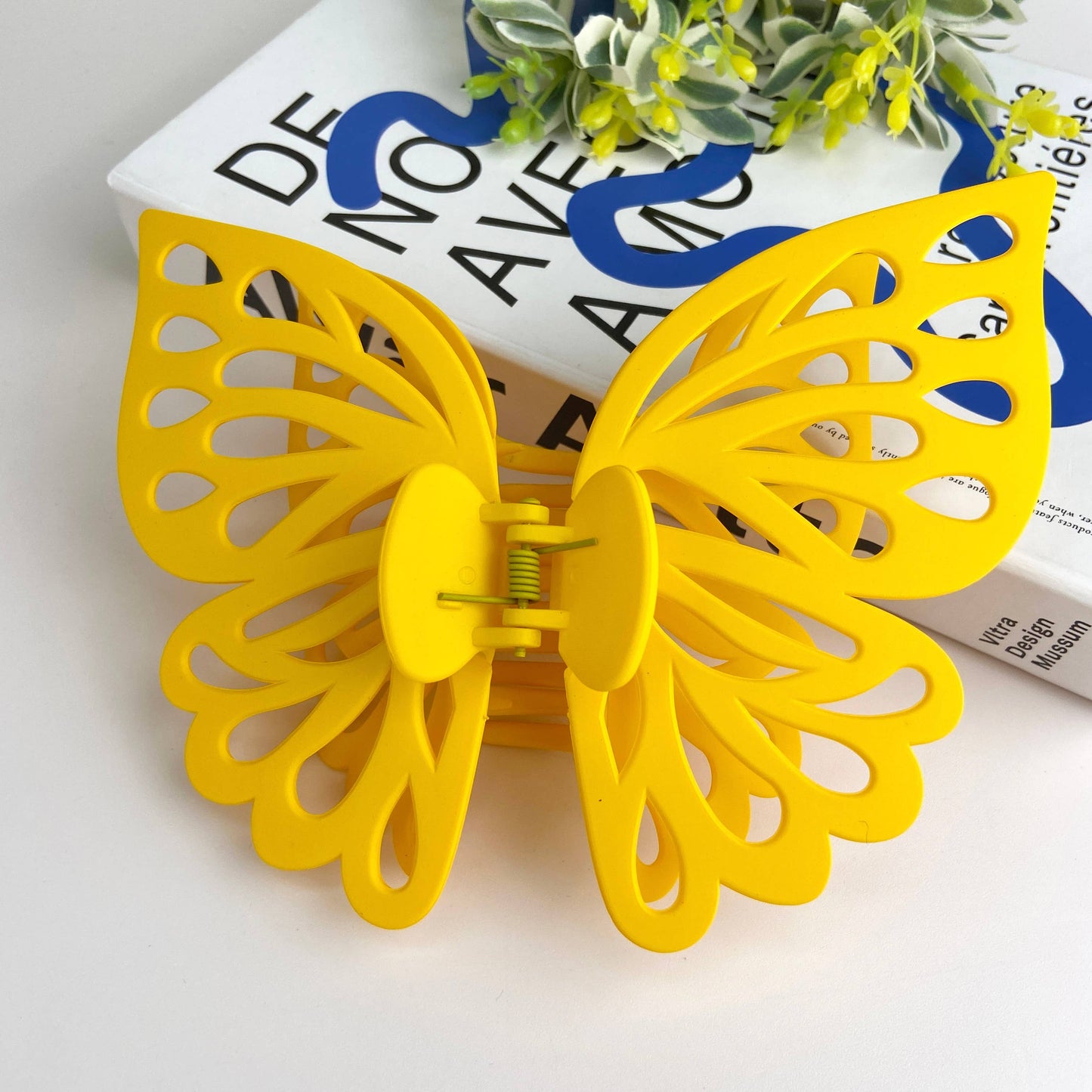 Double layer hollow butterfly hair clip frosted
