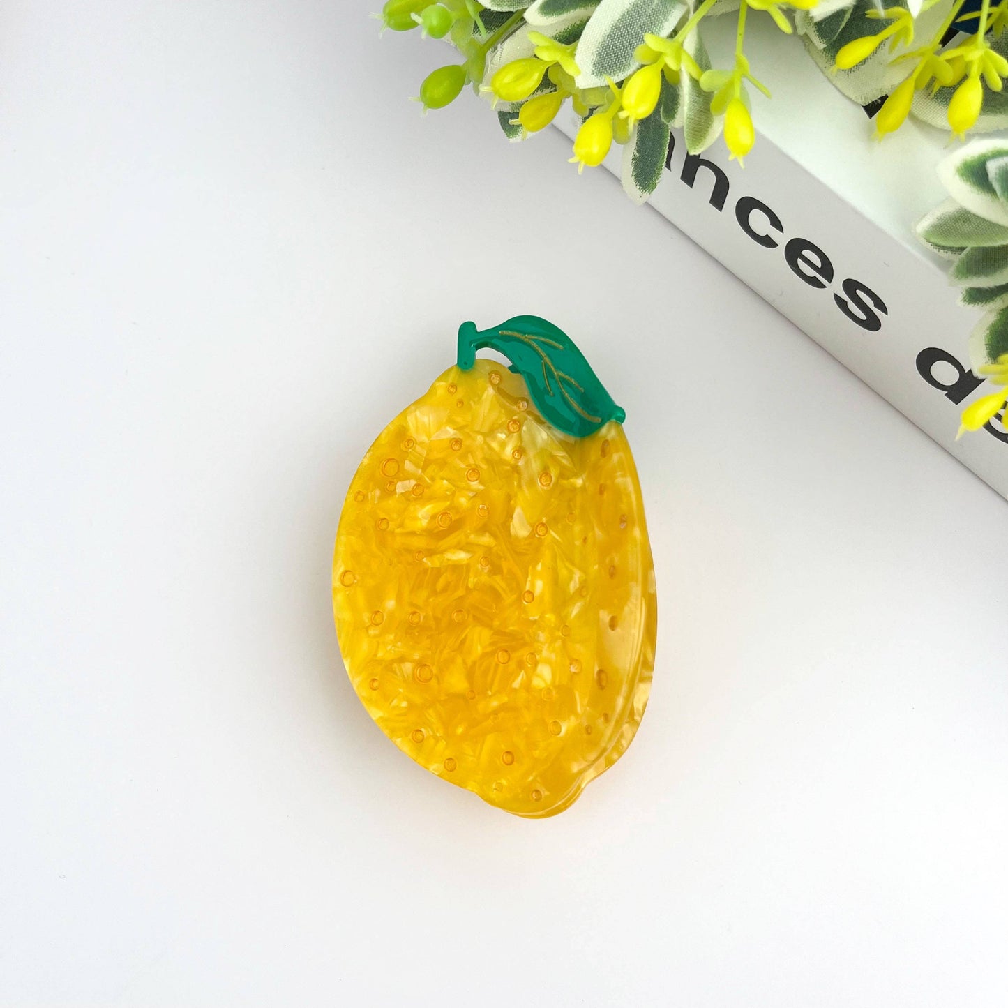 Acetate Yellow Lemon Hair Claw Clip, Women's Fruit Hair Clip