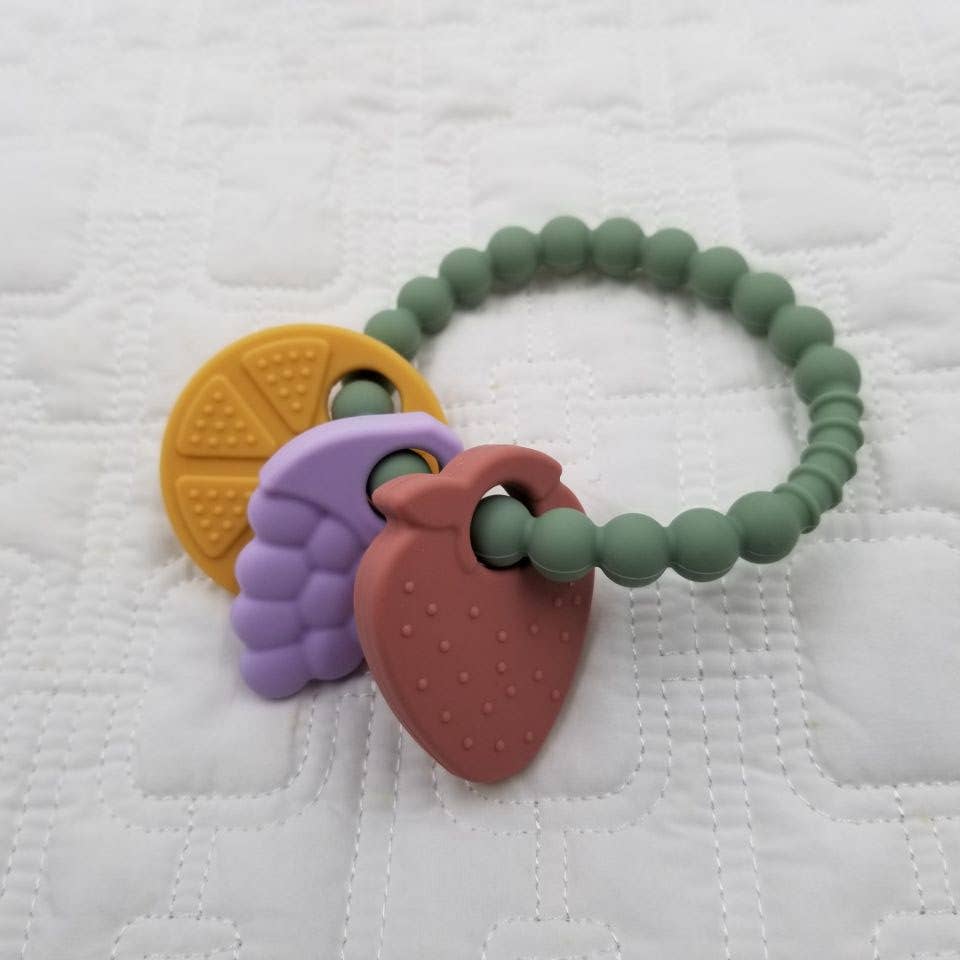 Fruit Strawberry Grape Orange Silicone Teething Ring