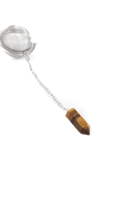 Loose Leaf Tea Infuser, Tiger Eye Charm Ball, Tea Lover Gift