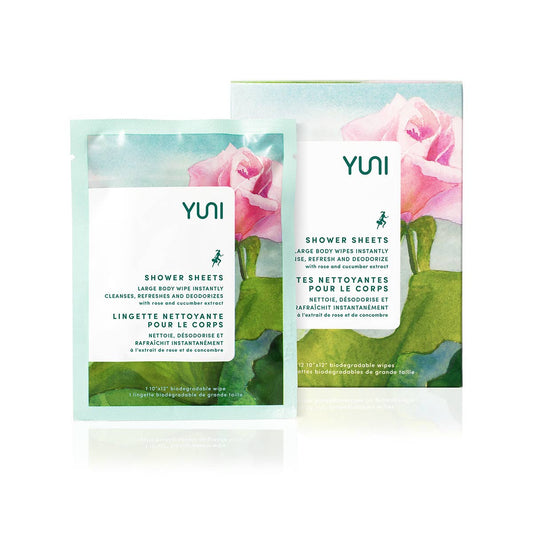 YUNI Beauty - ROSE CUCUMBER SHOWER SHEETS Large Biodegradable Body Wipes