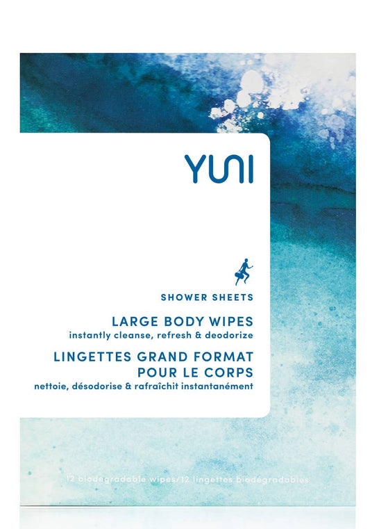 YUNI Beauty - SHOWER SHEETS Large Natural Biodegradable Body Wipes 10 x 12
