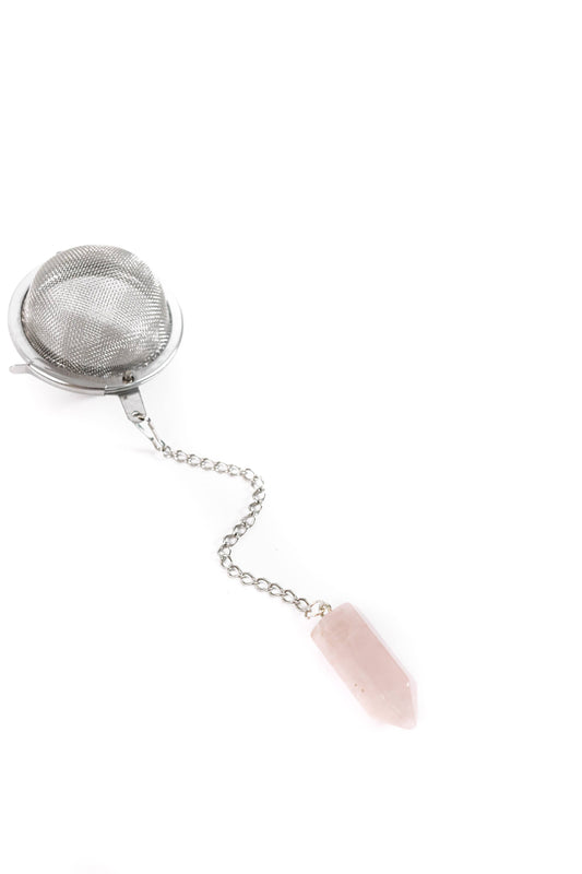 Loose Leaf Tea Infuser, Rose Quartz Charm Ball, Tea Gift