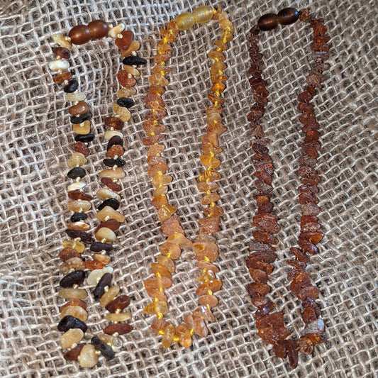 Raw genuine Baltic Amber baby necklace 12.5"